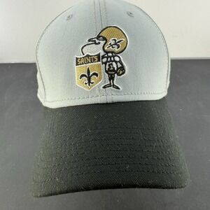 New Orleans Saints Mens Trucker Hat Black Snapback 1970s Logo Football Cap